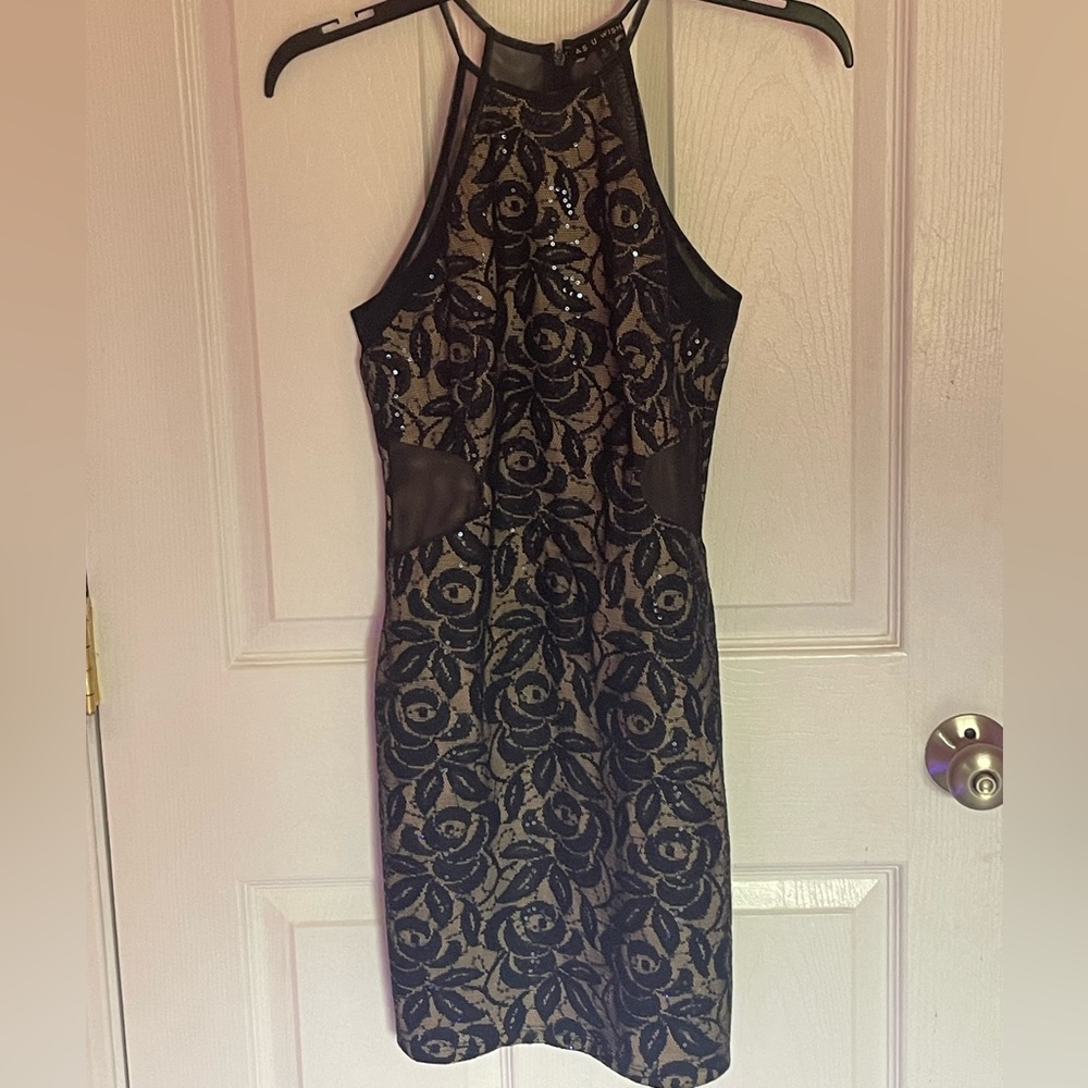 Navy floral and sequined cocktail dress size small